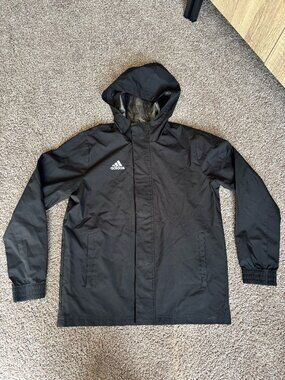 Adidas Boys Girls MED Entrada All Weather Rain Jacket Coat Wind Stopper Junior